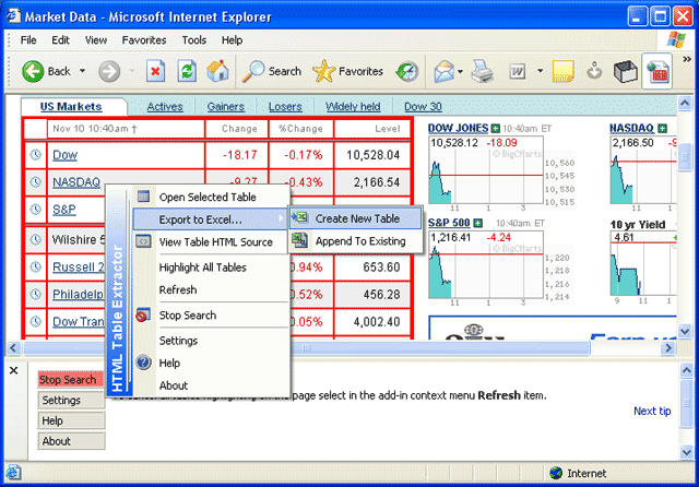 HTML Table Extractor Screenshot